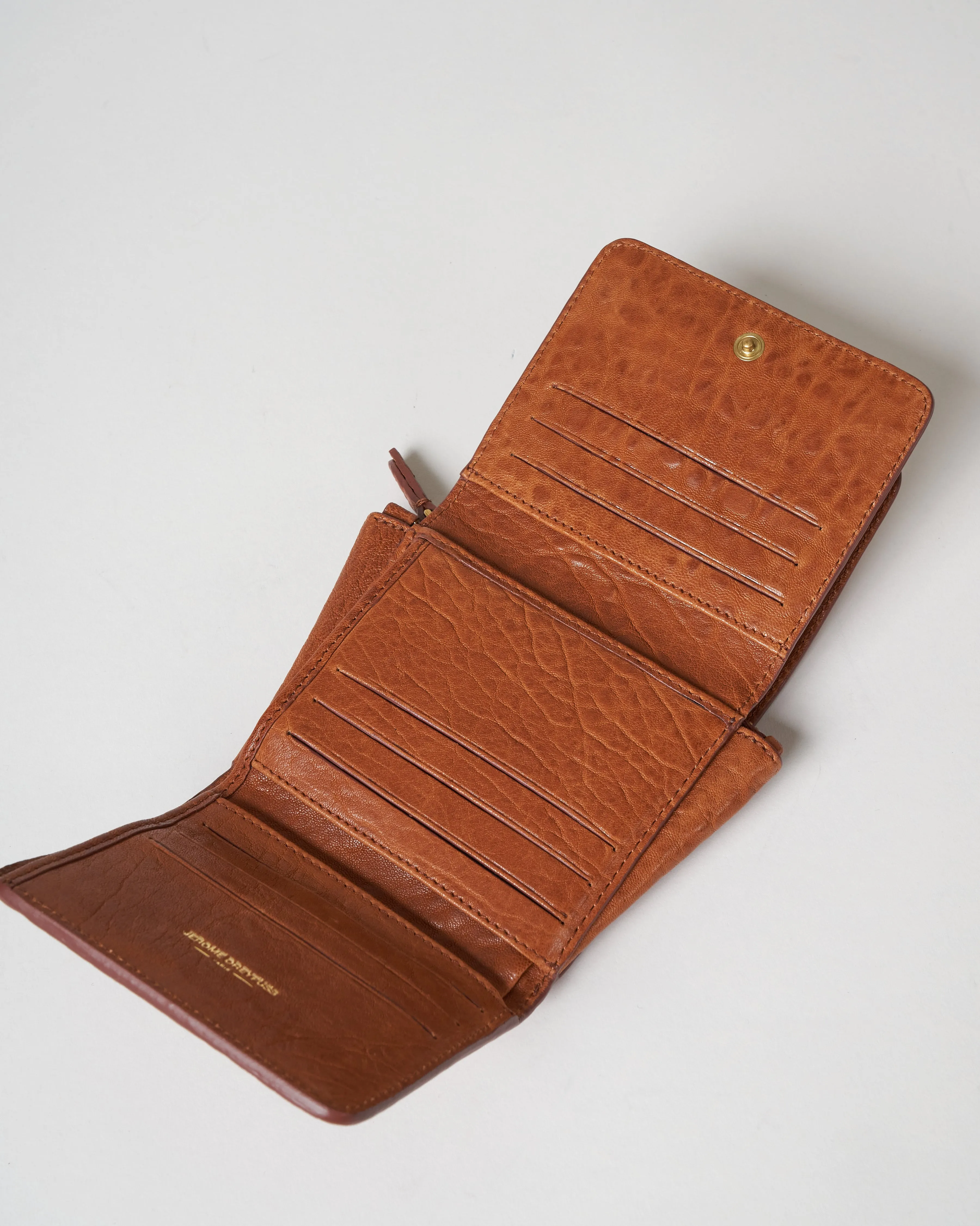 bubble lambskin wallet - camel