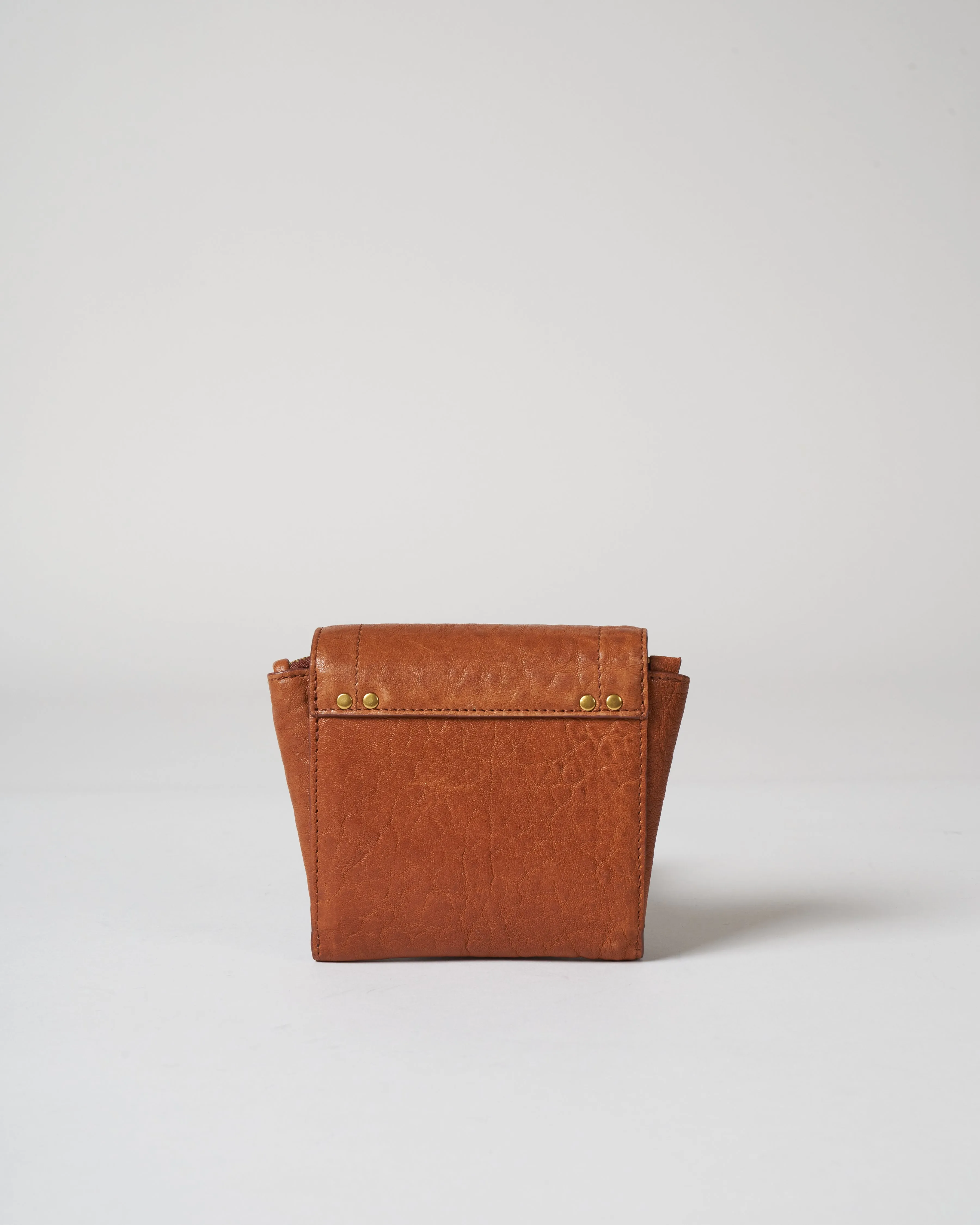 bubble lambskin wallet - camel