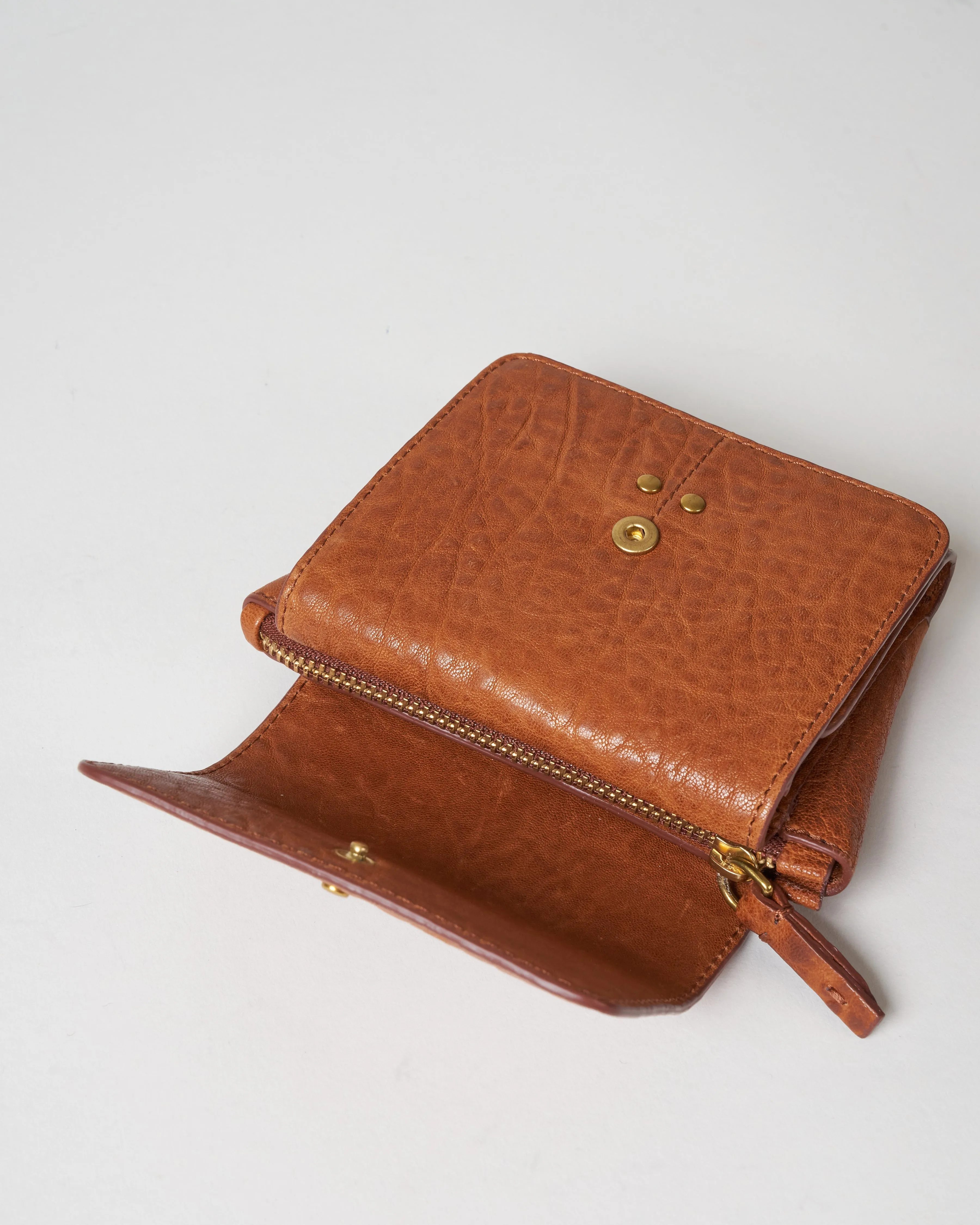bubble lambskin wallet - camel