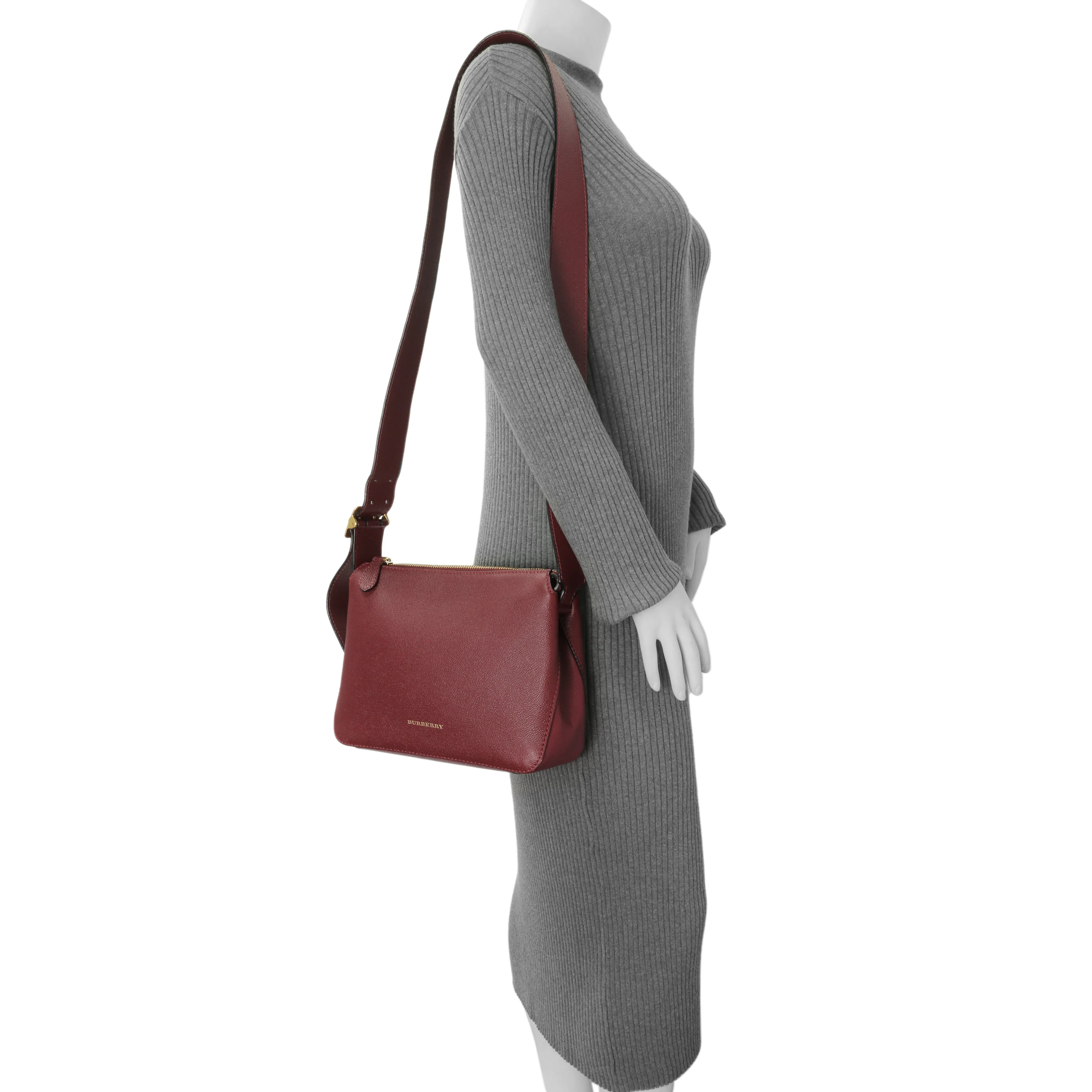 Burberry Burgundy Grained Calfskin Small Helmsley Crossbody