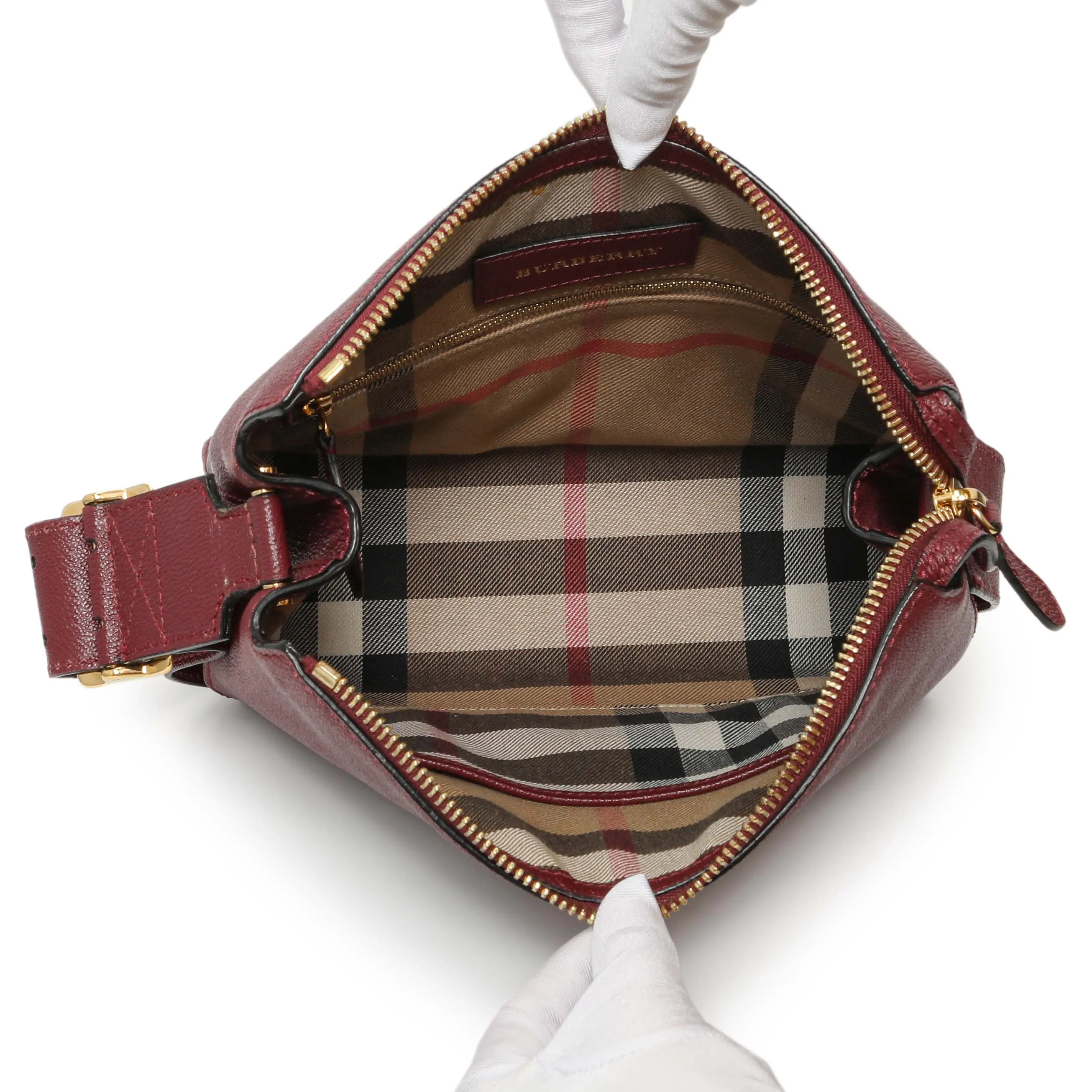 Burberry Burgundy Grained Calfskin Small Helmsley Crossbody