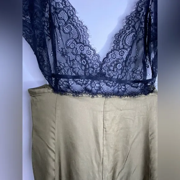 By Anthropologie Lace-Top Satin Chemise size 14 new with tag nwt