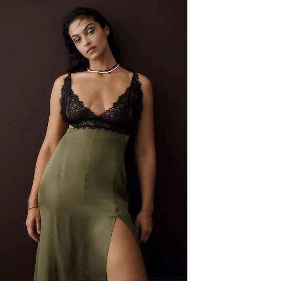 By Anthropologie Lace-Top Satin Chemise size 14 new with tag nwt