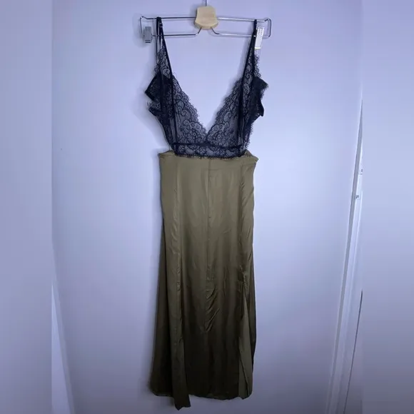 By Anthropologie Lace-Top Satin Chemise size 14 new with tag nwt