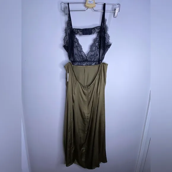 By Anthropologie Lace-Top Satin Chemise size 14 new with tag nwt