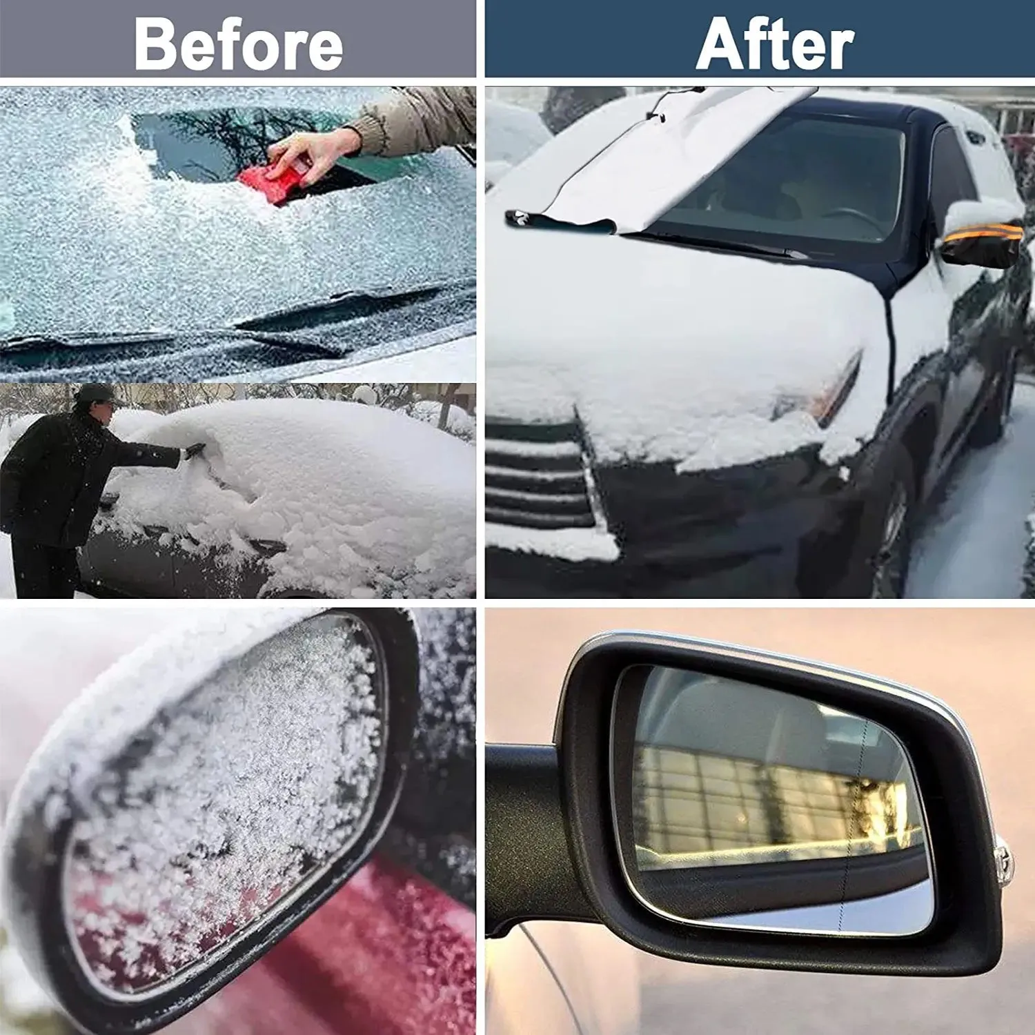 Car Windshield Snow Cover, Custom-Fit For Car, Large Windshield Cover for Ice and Snow Frost with Removable Mirror Cover Protector, Wiper Front Window Protects Windproof UV Sunshade Cover WANS235