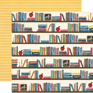 Carta Bella - Back To School - 12x12 Single Sheet / Bright Bookshelf