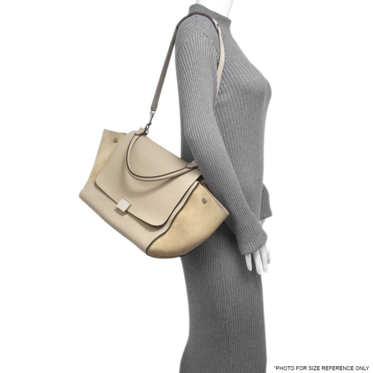 Celine Dune Drummed Calfskin & Suede Medium Trapeze