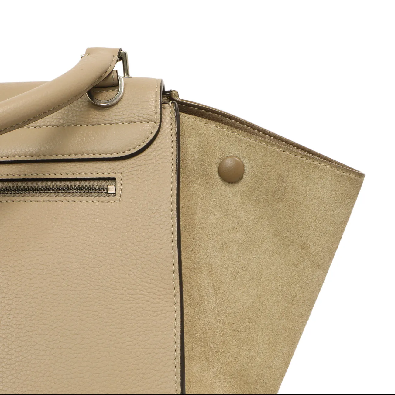 Celine Dune Drummed Calfskin & Suede Medium Trapeze