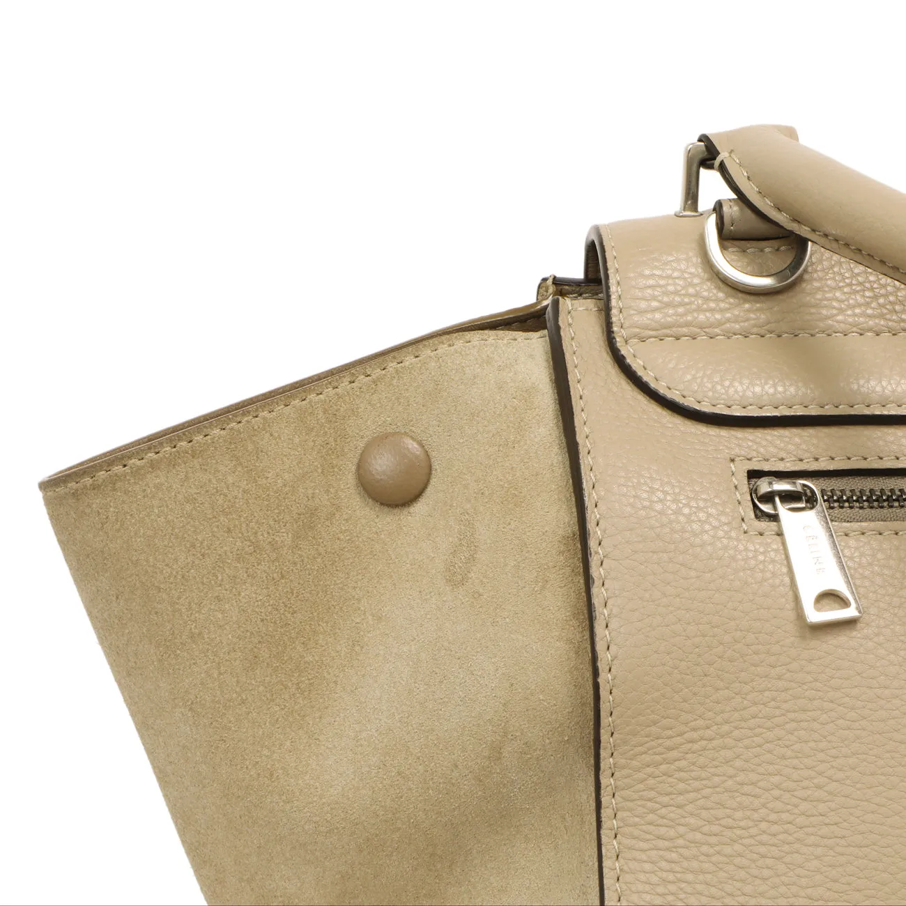 Celine Dune Drummed Calfskin & Suede Medium Trapeze