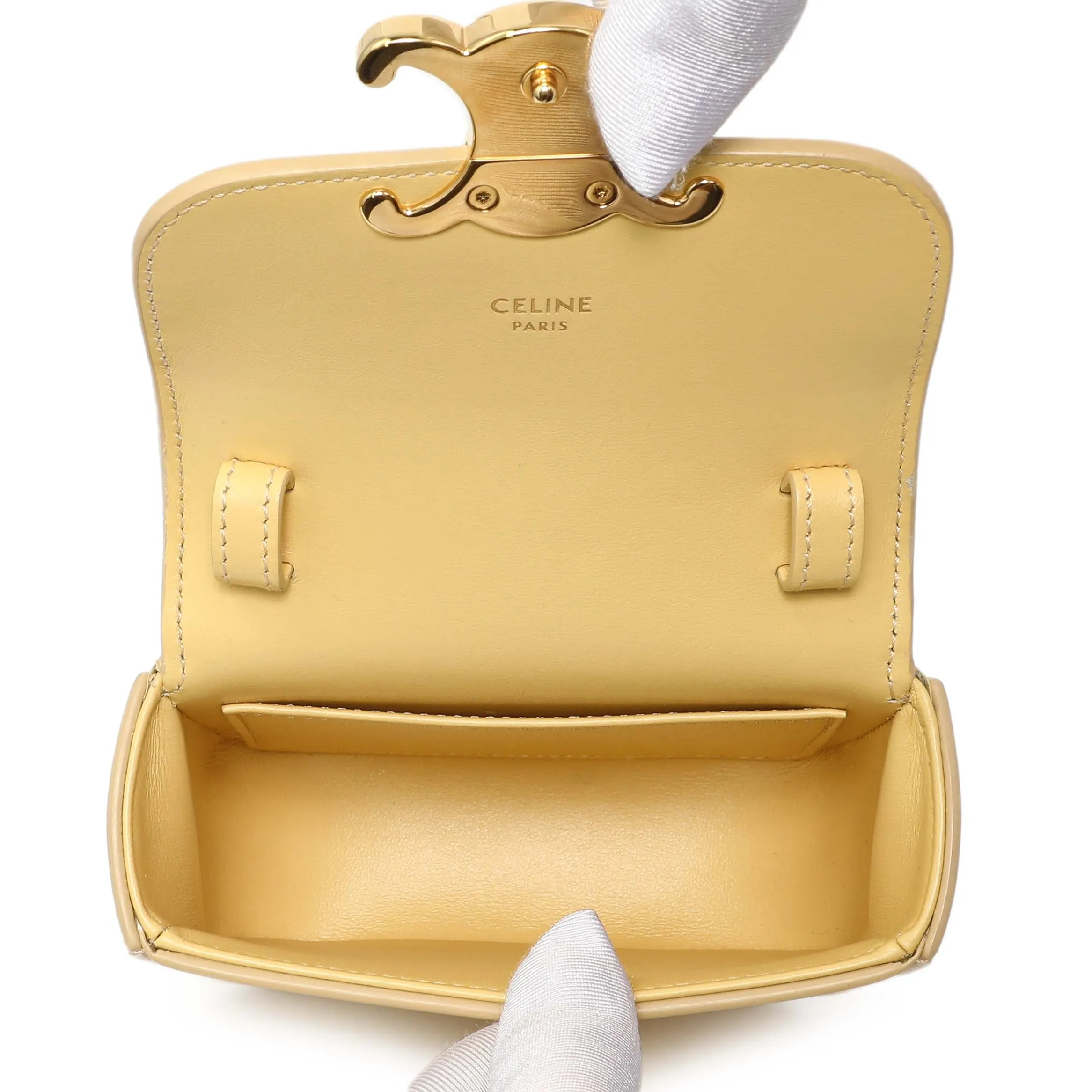Celine Light Yellow Shiny Calfskin Mini Claude