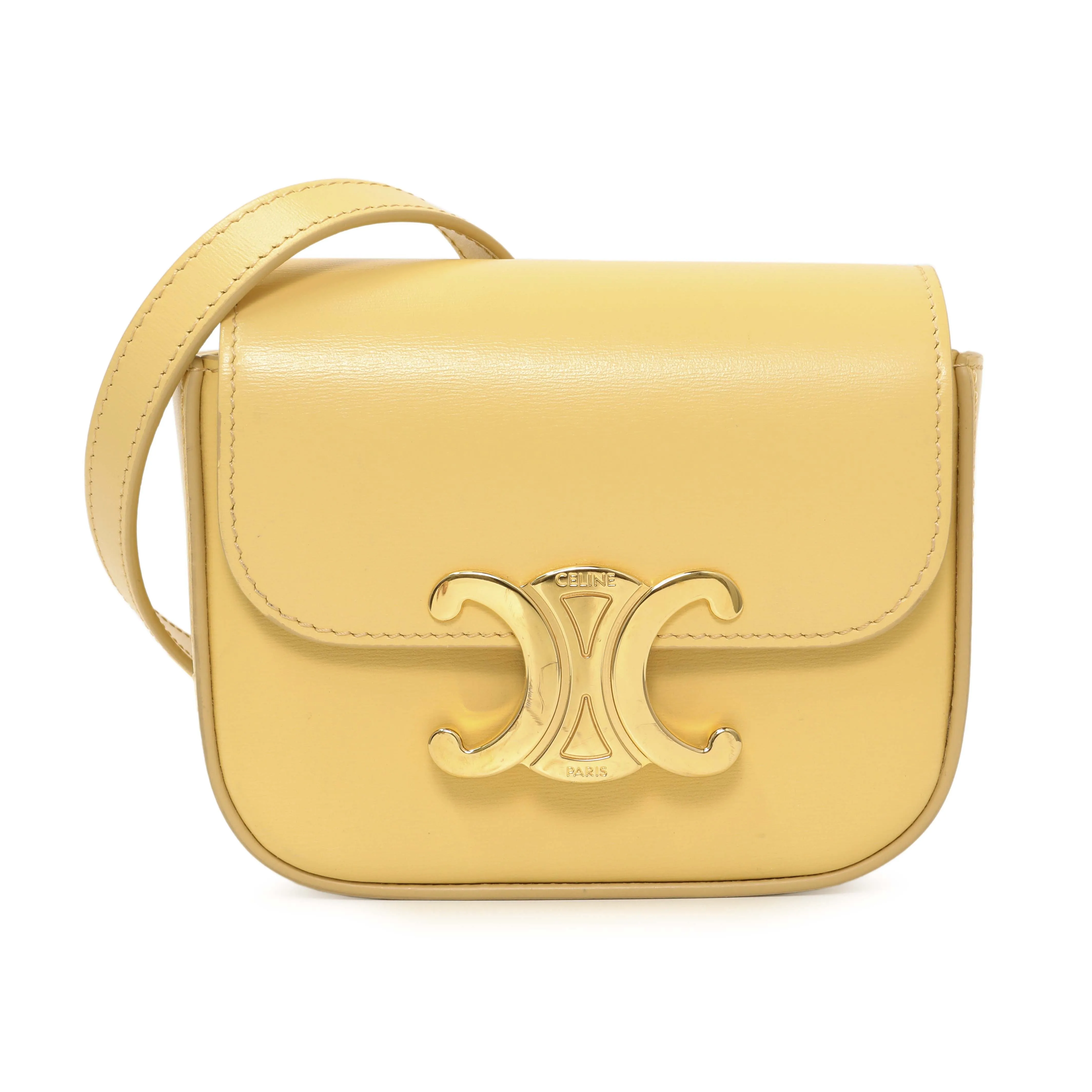 Celine Light Yellow Shiny Calfskin Mini Claude
