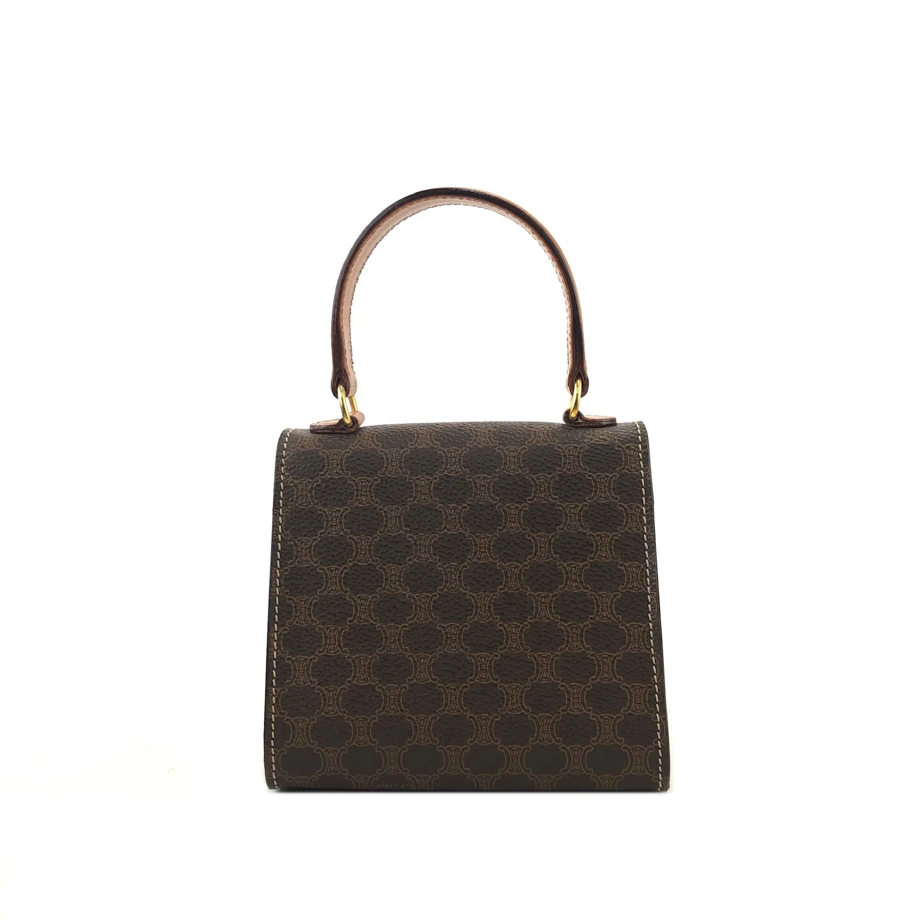 CELINE Macadam Gancini Top handle Handbag Shoulder bag 2way Brown Old CELINE Vintage ummetd