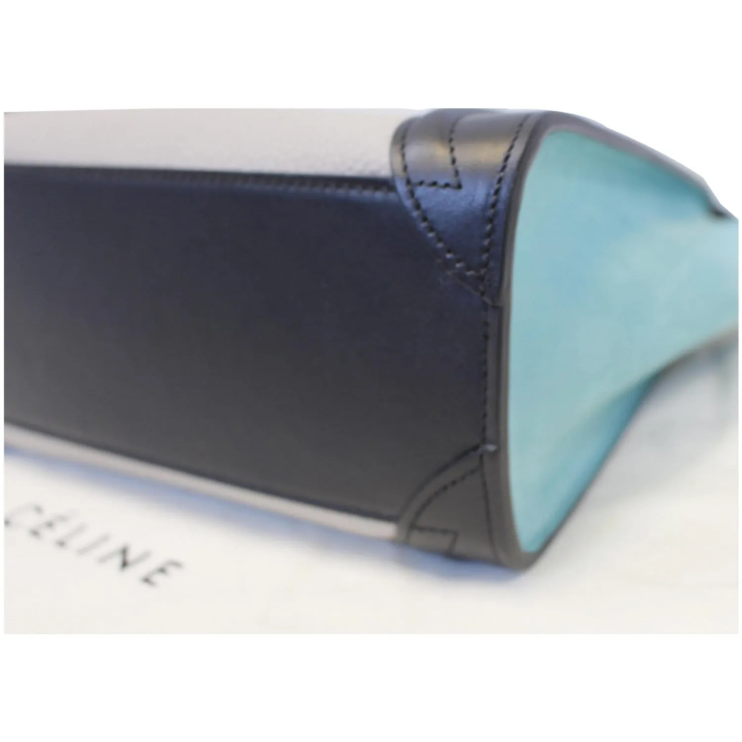 CELINE Nano Luggage Calfskin Leather and Suede Crossbody Bag Tricolor