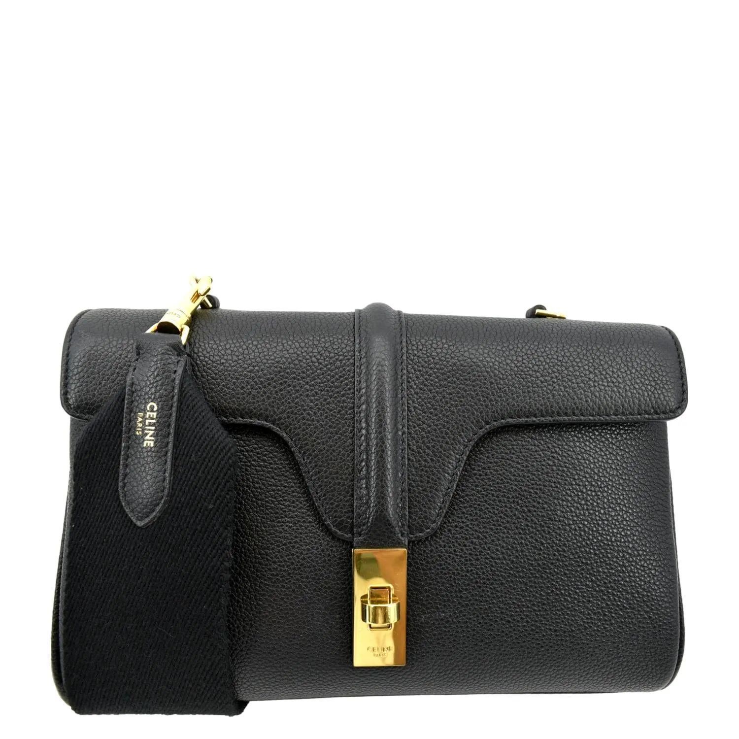 CELINE Teen 16 Calfskin Leather Crossbody Bag Black