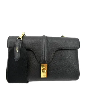 CELINE Teen 16 Calfskin Leather Crossbody Bag Black