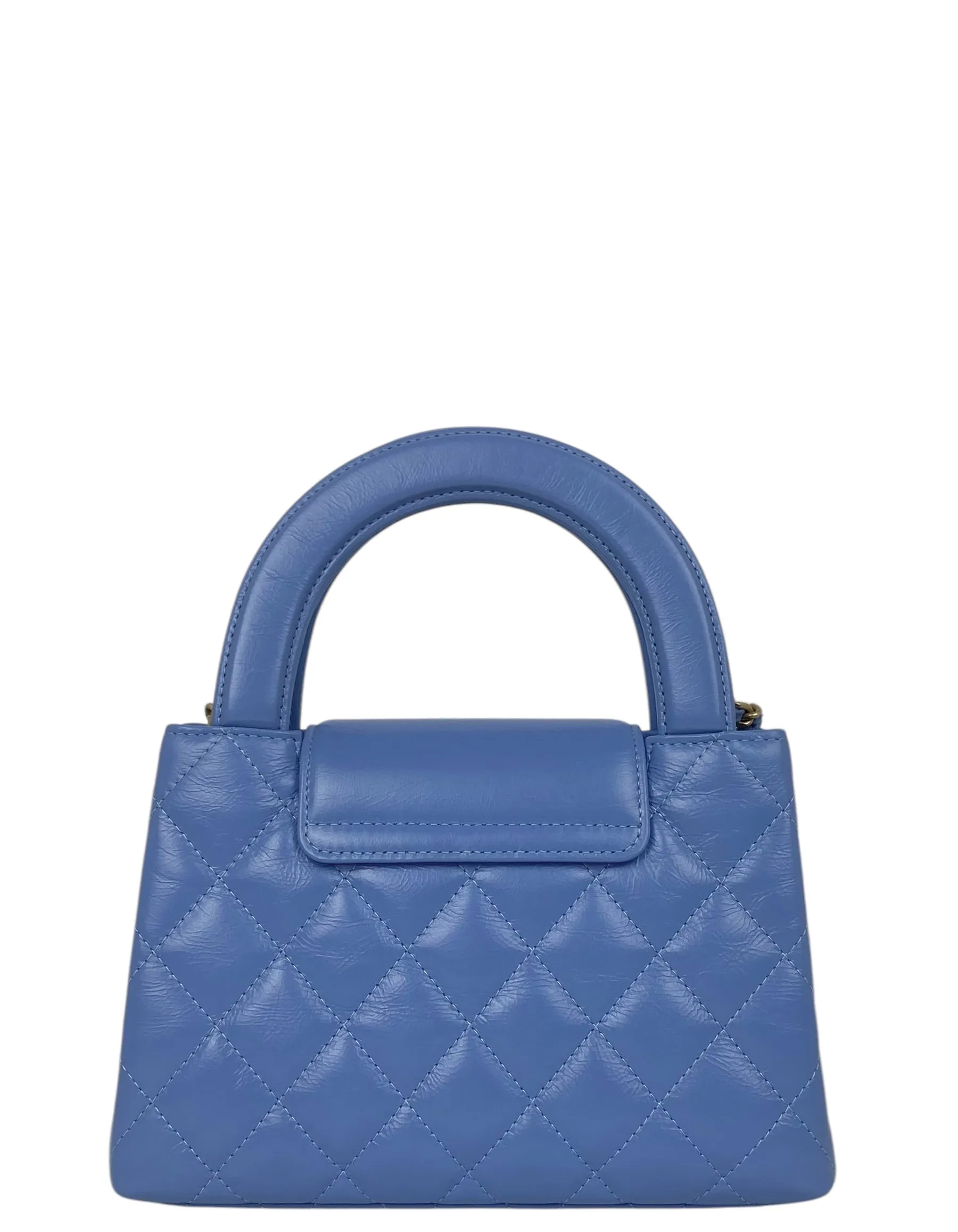 Chanel 2025 Blue Calfskin Quilted Nano Kelly Shopper