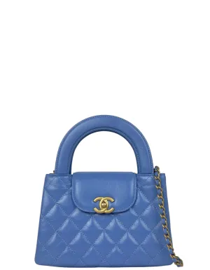 Chanel 2025 Blue Calfskin Quilted Nano Kelly Shopper