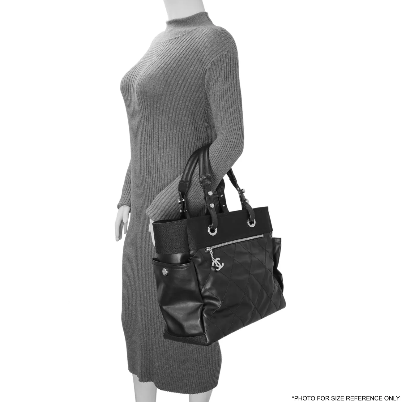 Chanel Black Coated Canvas Large Paris Biarritz Tote