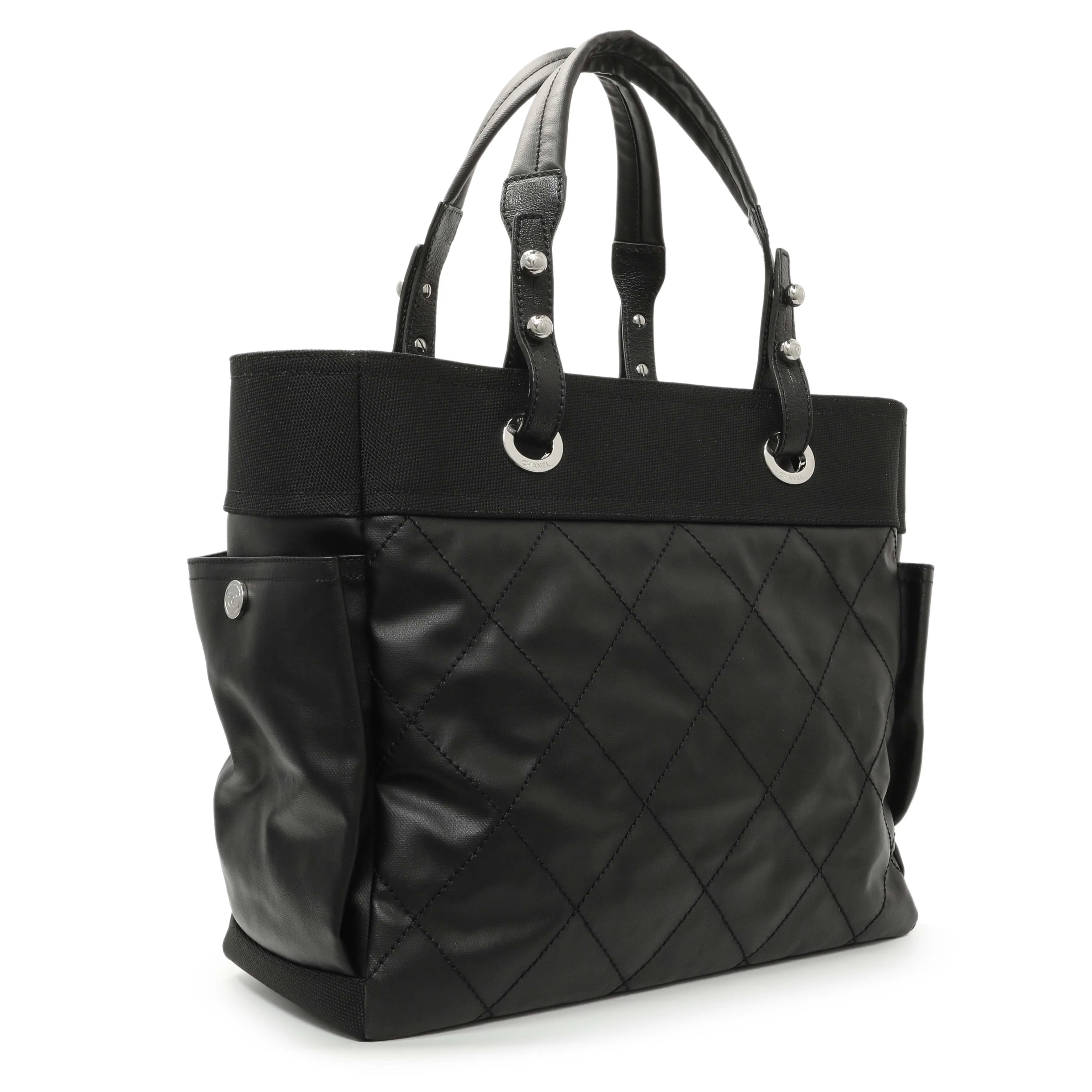 Chanel Black Coated Canvas Large Paris Biarritz Tote