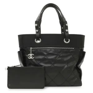 Chanel Black Coated Canvas Large Paris Biarritz Tote