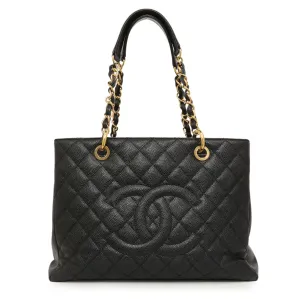 Chanel Black Quilted Caviar Grand Shopping Tote GST