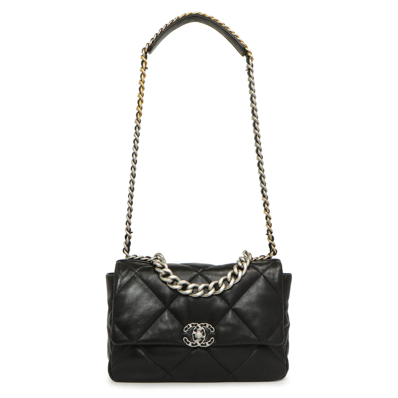 Chanel Black Quilted Lambskin Large 19 Flap