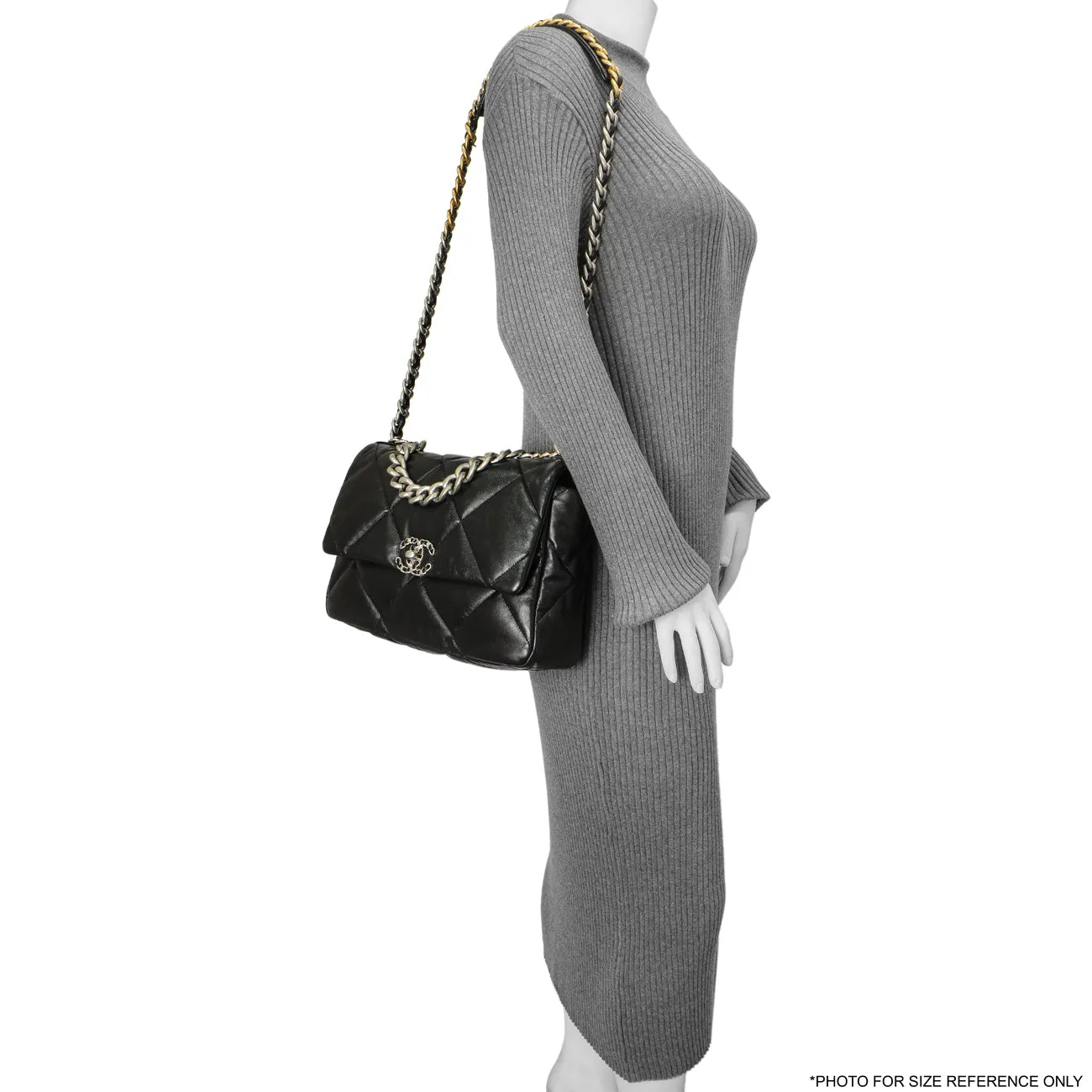 Chanel Black Quilted Lambskin Large 19 Flap