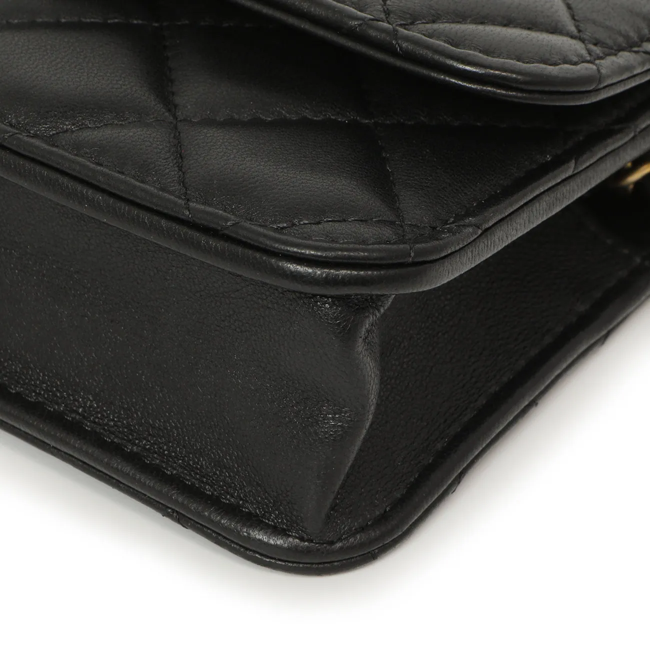 Chanel Black Quilted Lambskin Pearl Crush Clutch with Chain