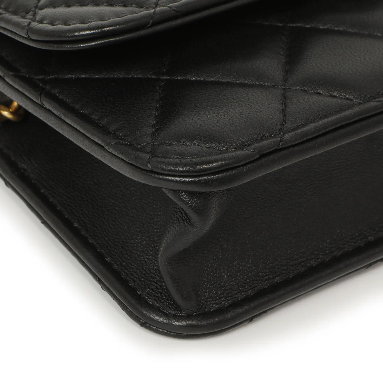 Chanel Black Quilted Lambskin Pearl Crush Clutch with Chain