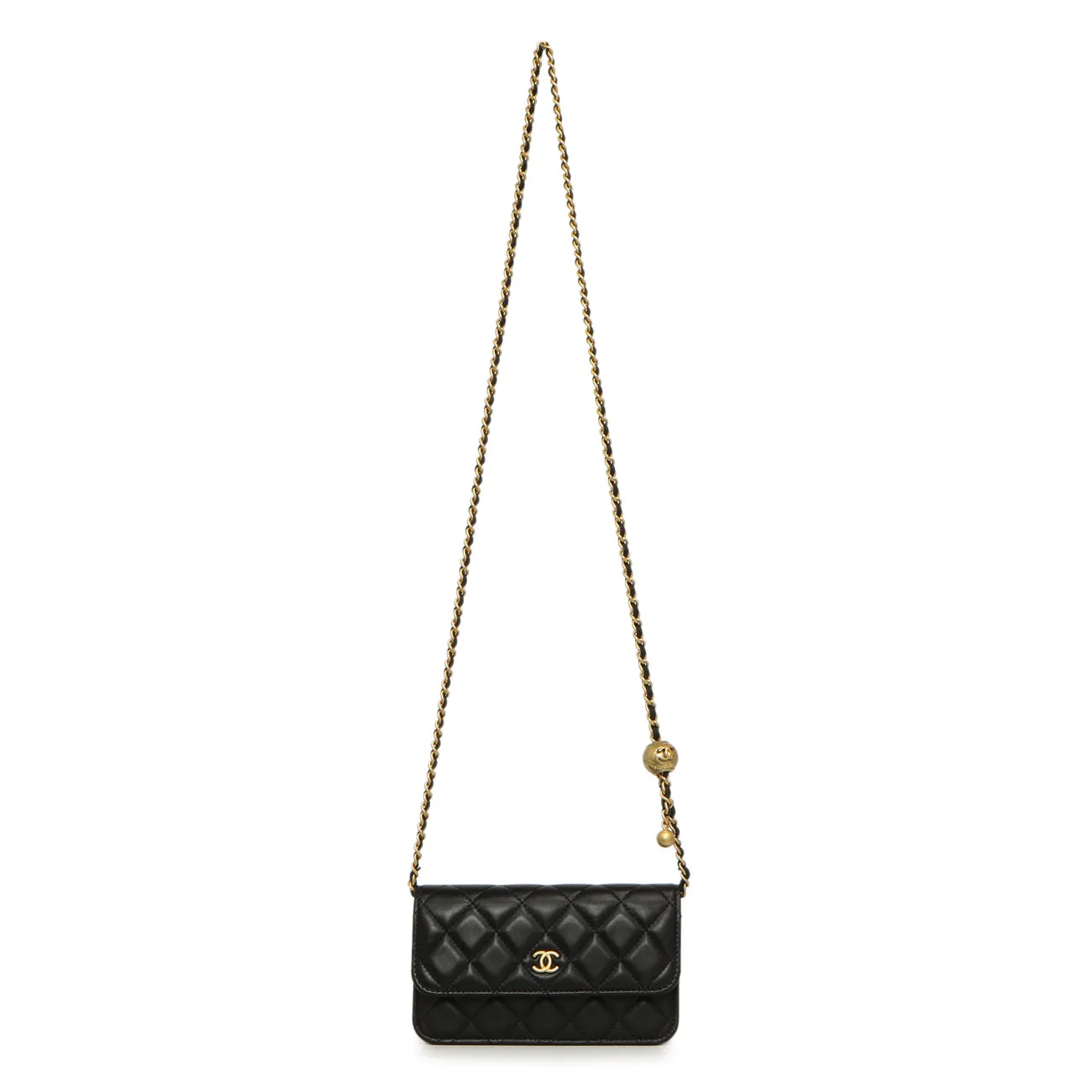 Chanel Black Quilted Lambskin Pearl Crush Clutch with Chain