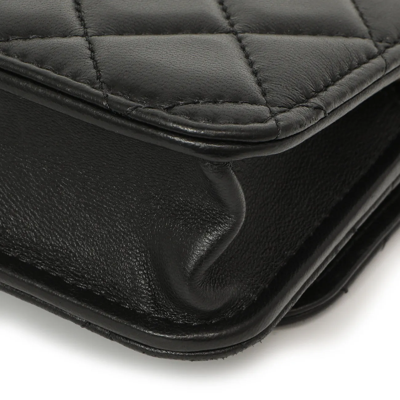 Chanel Black Quilted Lambskin Pearl Crush Clutch with Chain