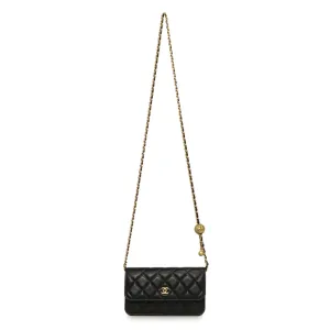 Chanel Black Quilted Lambskin Pearl Crush Clutch with Chain