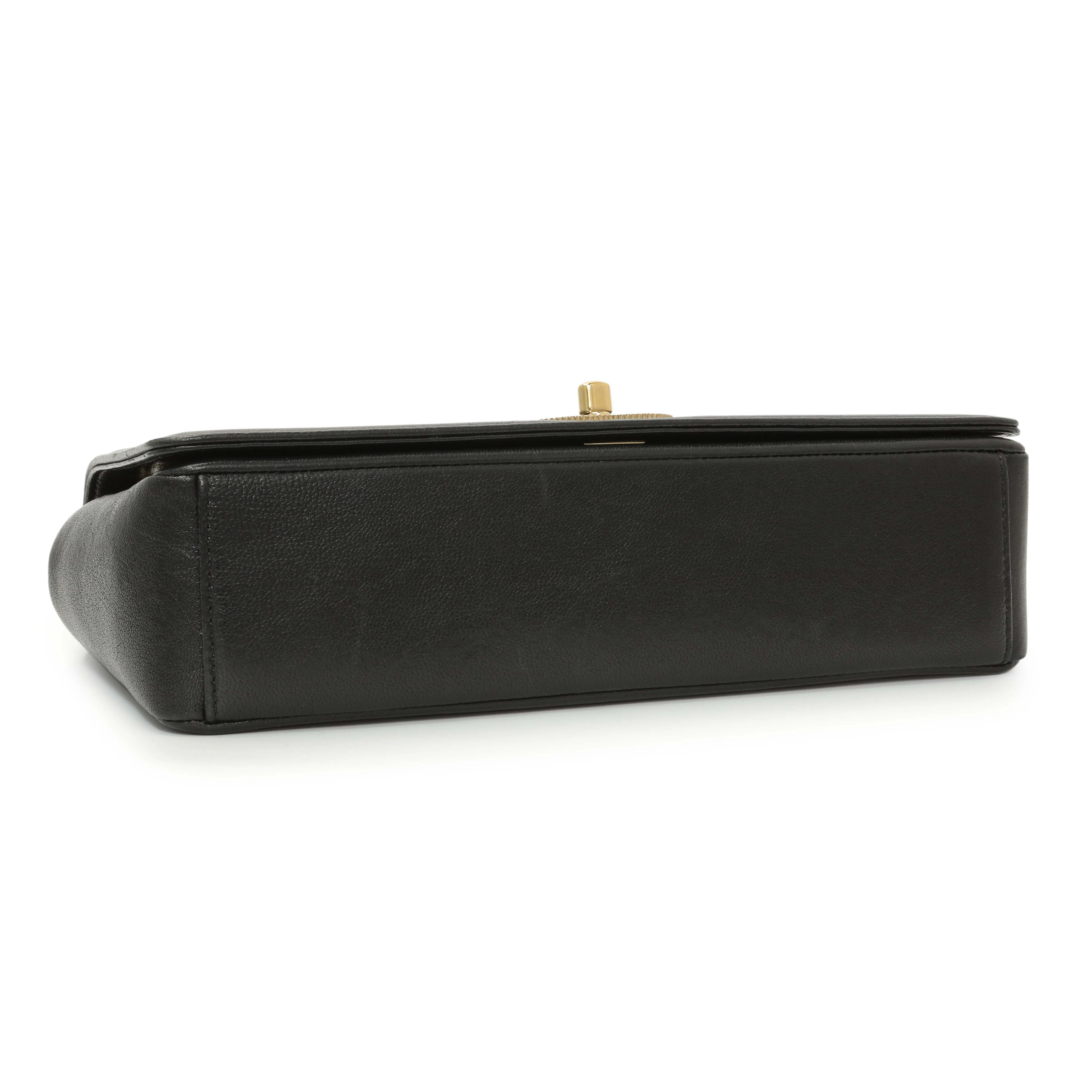 Chanel Black Sheepskin Medium Vintage Mademoiselle Flap