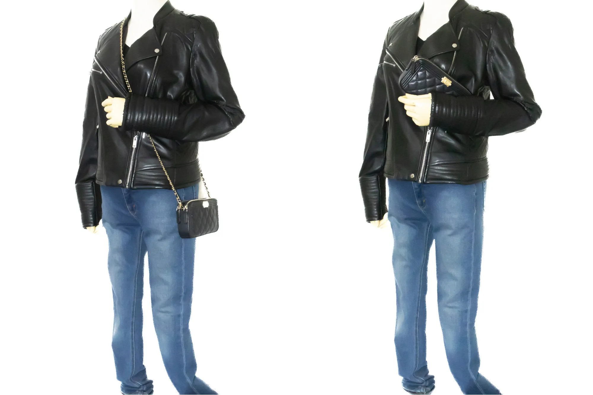 CHANEL Boy Black Caviar Wallet On Chain WOC Double Zip Shoulder n35
