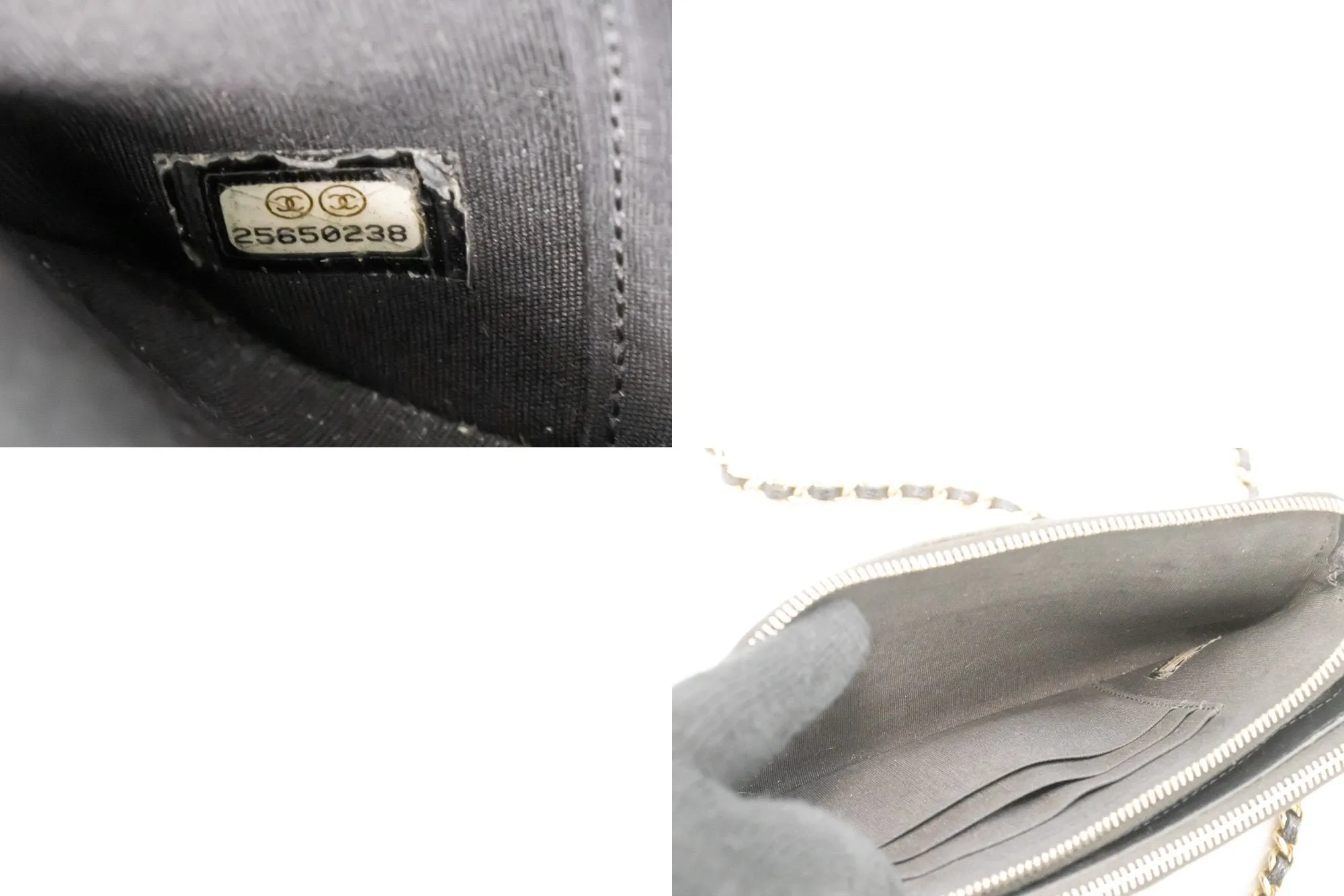 CHANEL Boy Black Caviar Wallet On Chain WOC Double Zip Shoulder n35