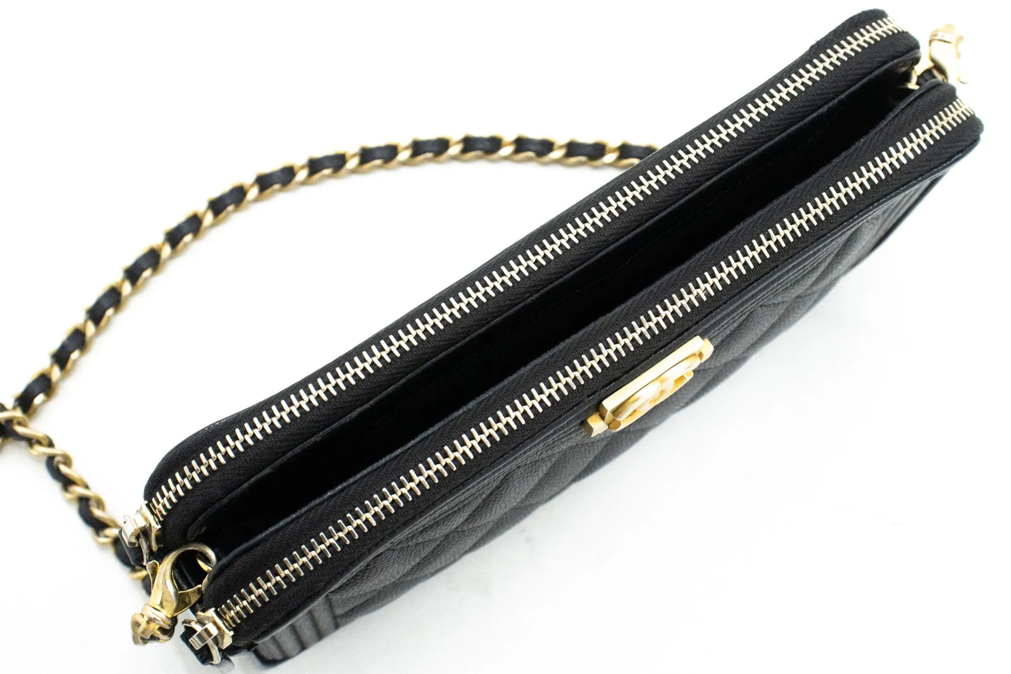 CHANEL Boy Black Caviar Wallet On Chain WOC Double Zip Shoulder n35