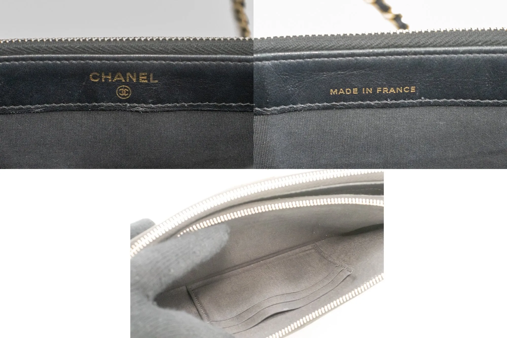 CHANEL Boy Black Caviar Wallet On Chain WOC Double Zip Shoulder n35
