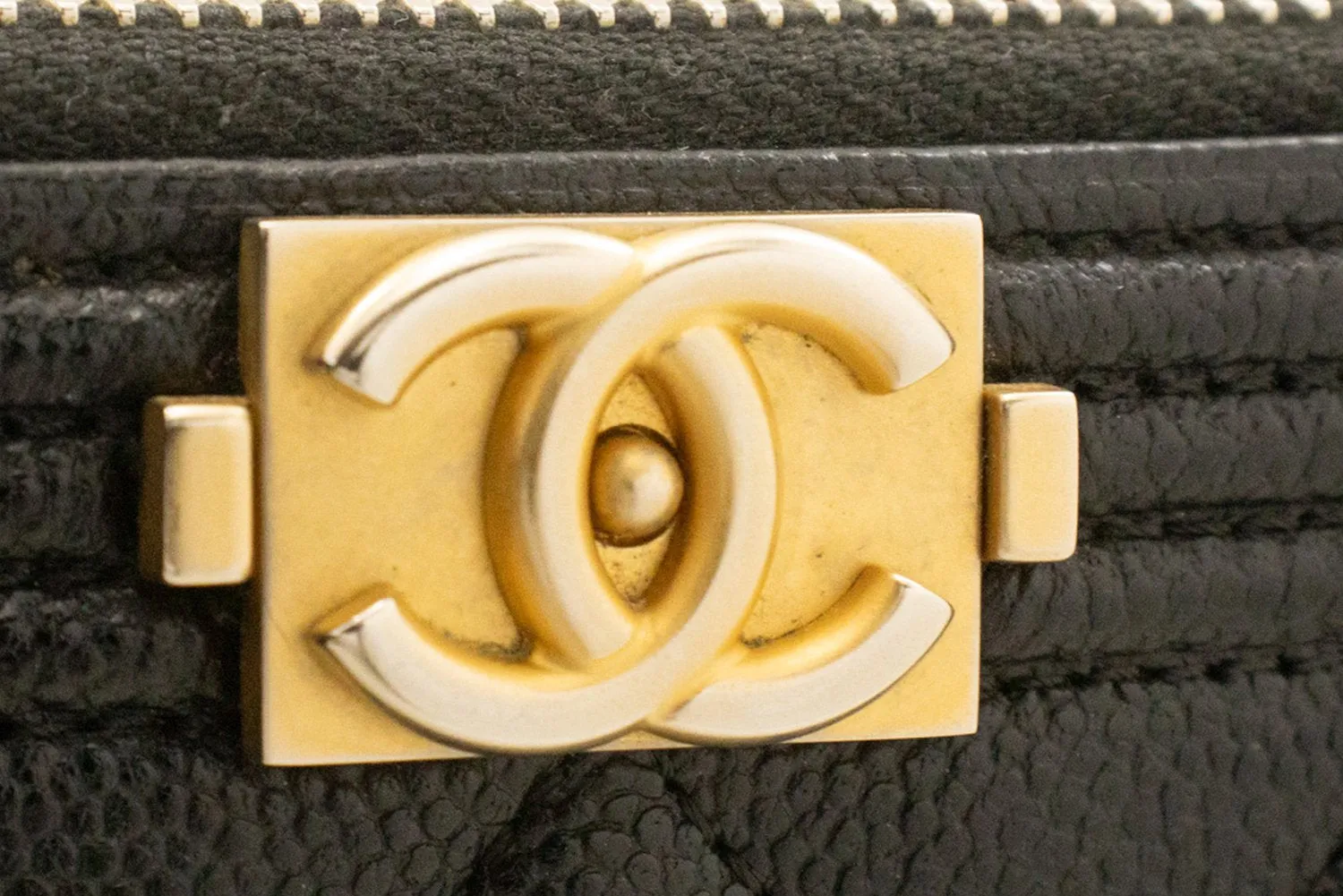CHANEL Boy Black Caviar Wallet On Chain WOC Double Zip Shoulder n35