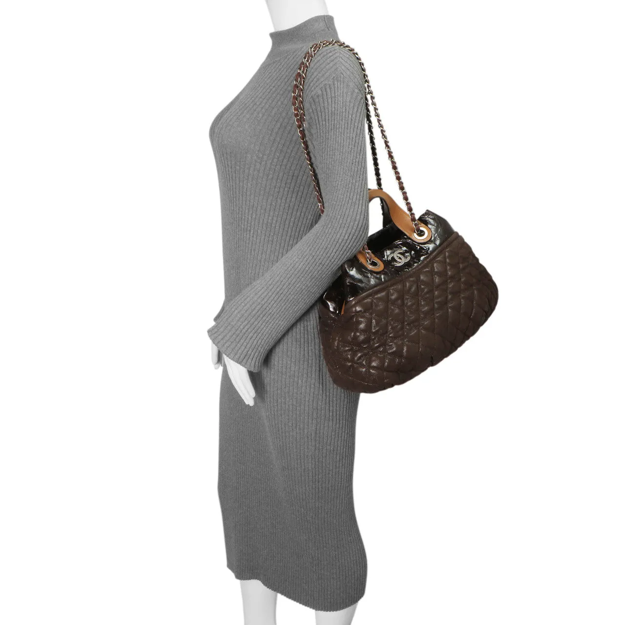 Chanel Burgundy Quilted Iridescent Calfskin Small In The Mix Tote