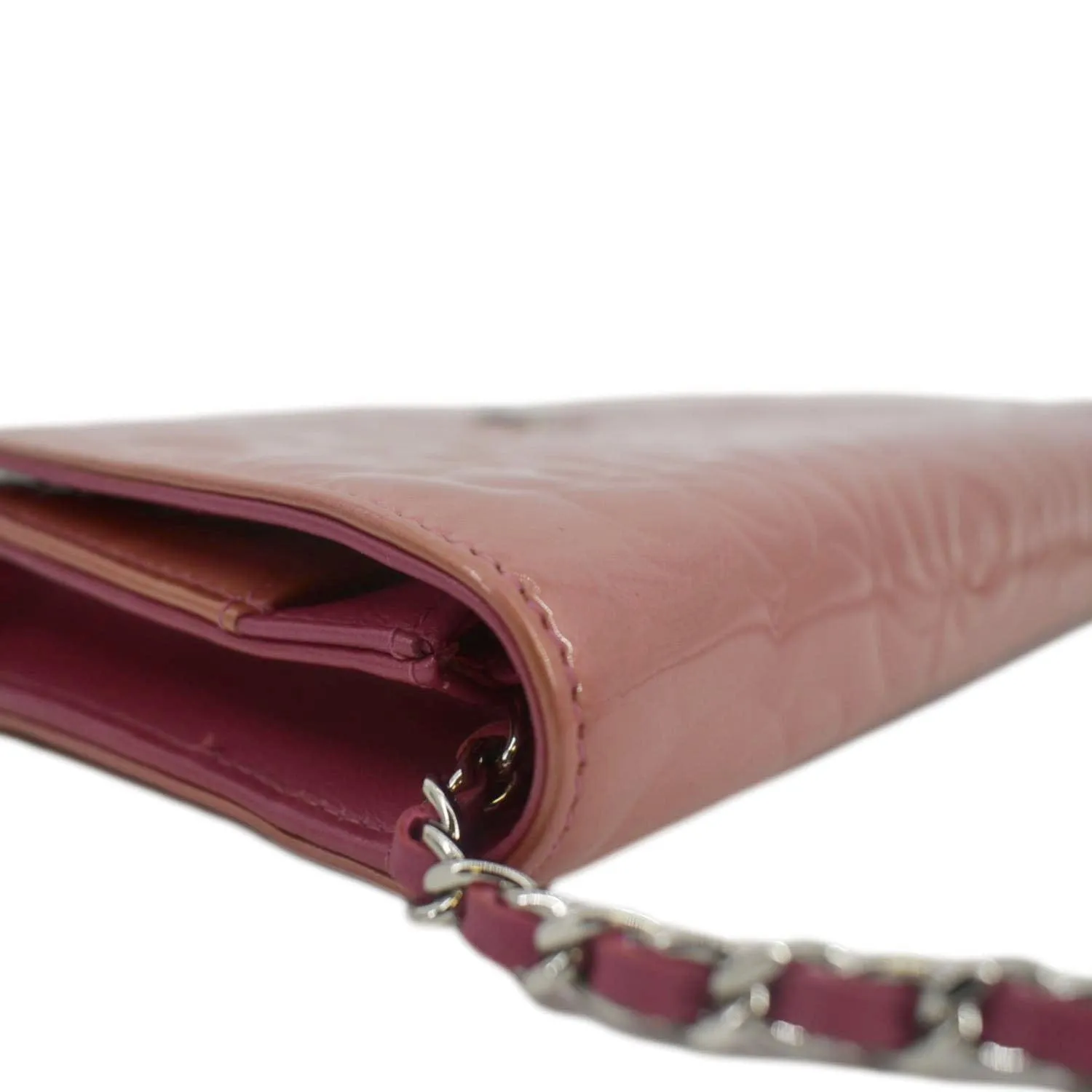 CHANEL Camellia Wallet On Chain Leather Crossbody Bag Pink