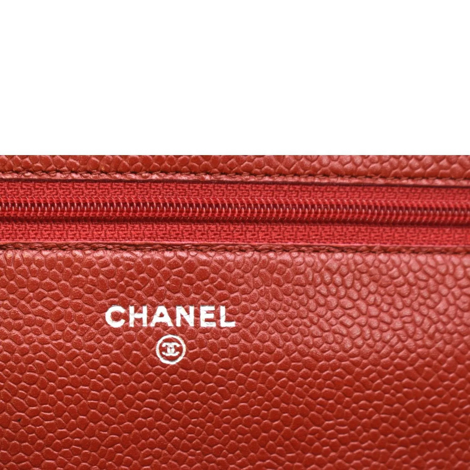CHANEL CC WOC Caviar Leather Chain Crossbody Bag Red