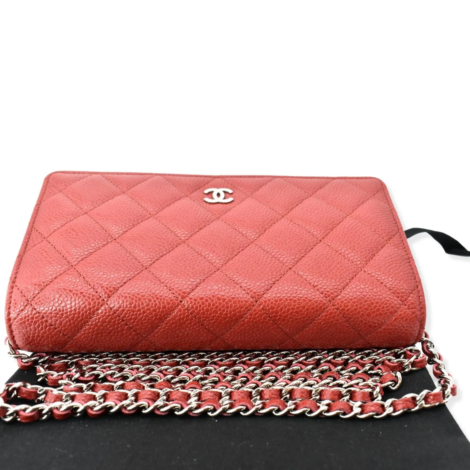 CHANEL CC WOC Caviar Leather Chain Crossbody Bag Red
