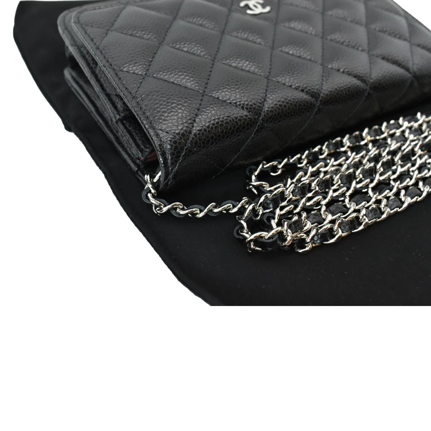 CHANEL CC WOC Leather Wallet On Chain Crossbody Bag Black