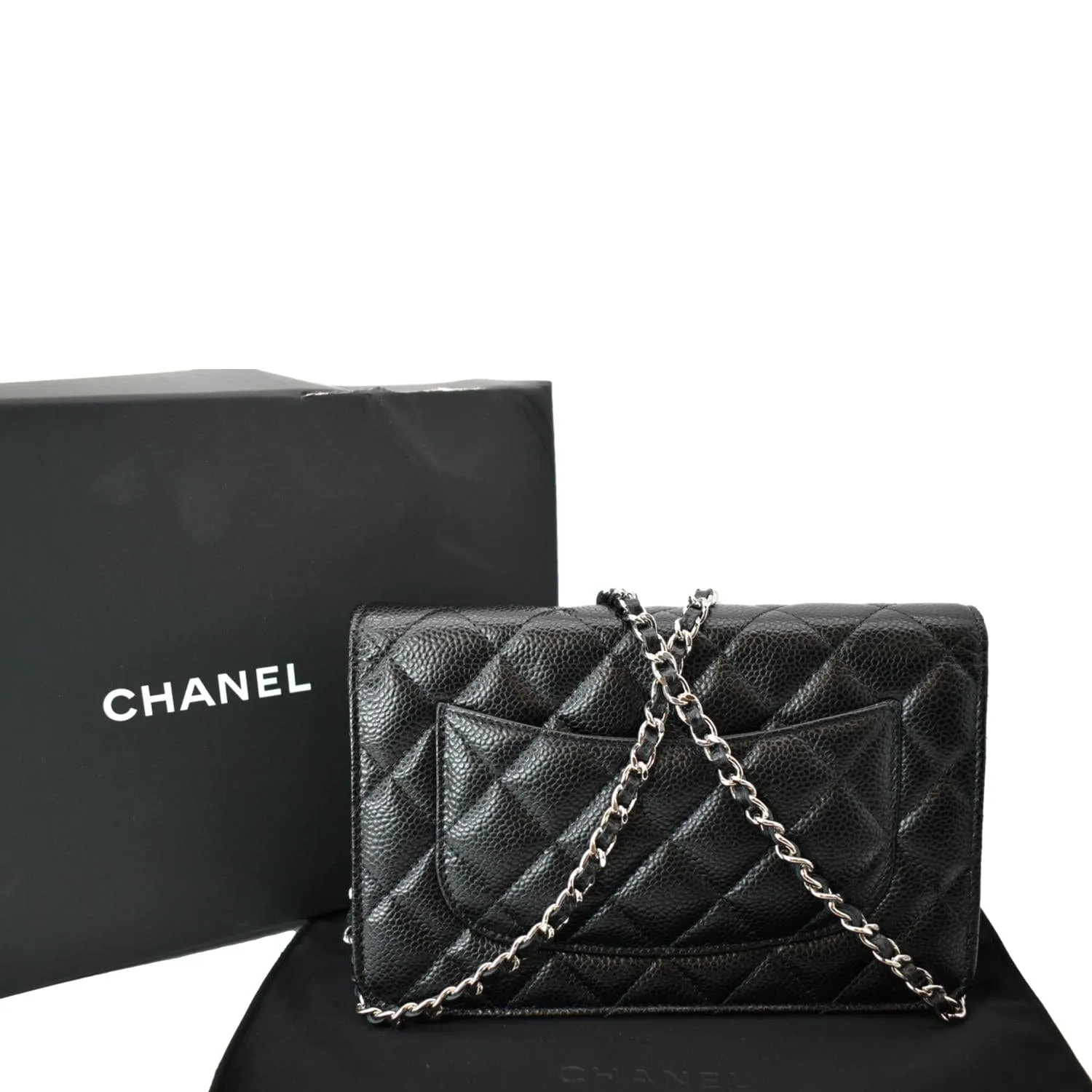 CHANEL CC WOC Leather Wallet On Chain Crossbody Bag Black
