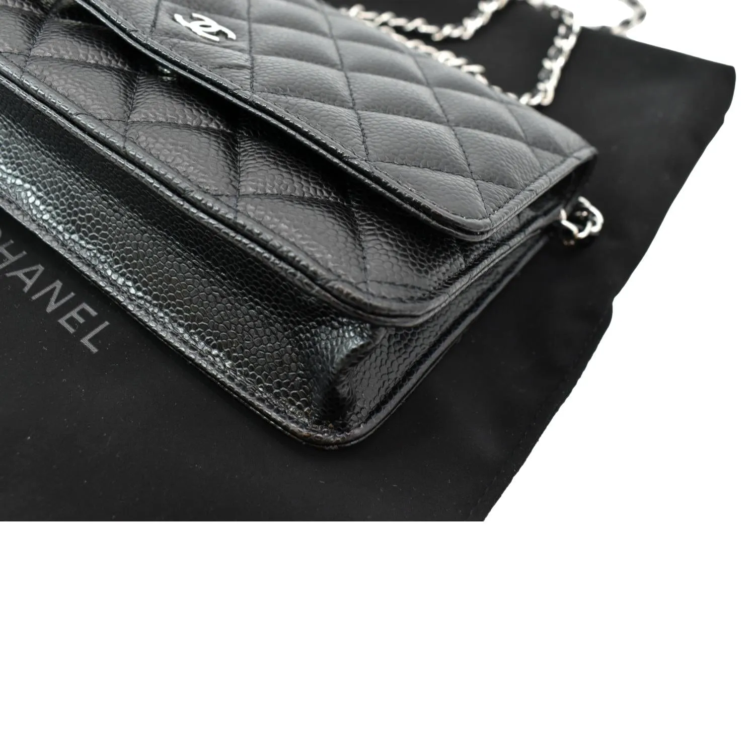 CHANEL CC WOC Leather Wallet On Chain Crossbody Bag Black