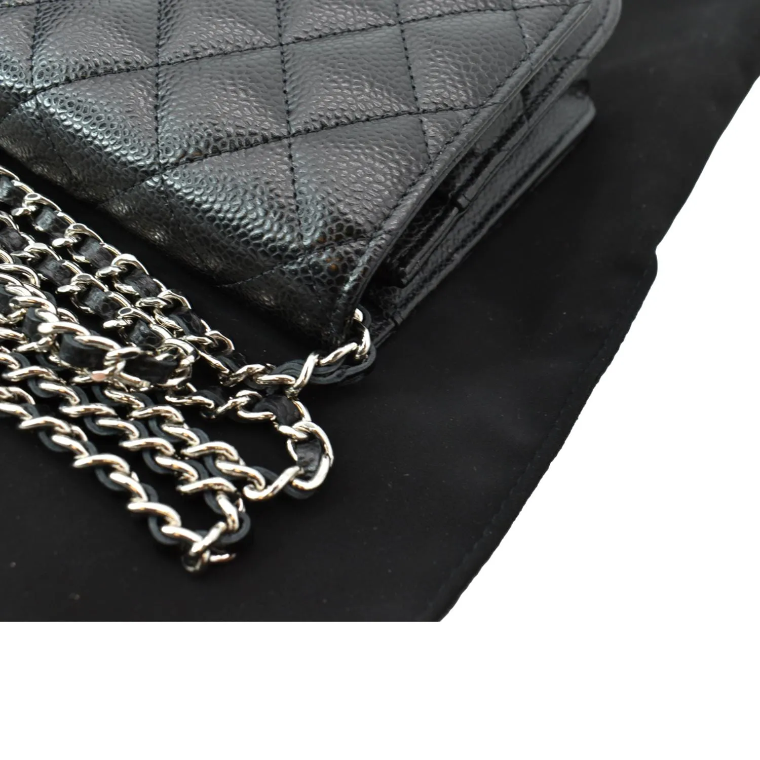CHANEL CC WOC Leather Wallet On Chain Crossbody Bag Black