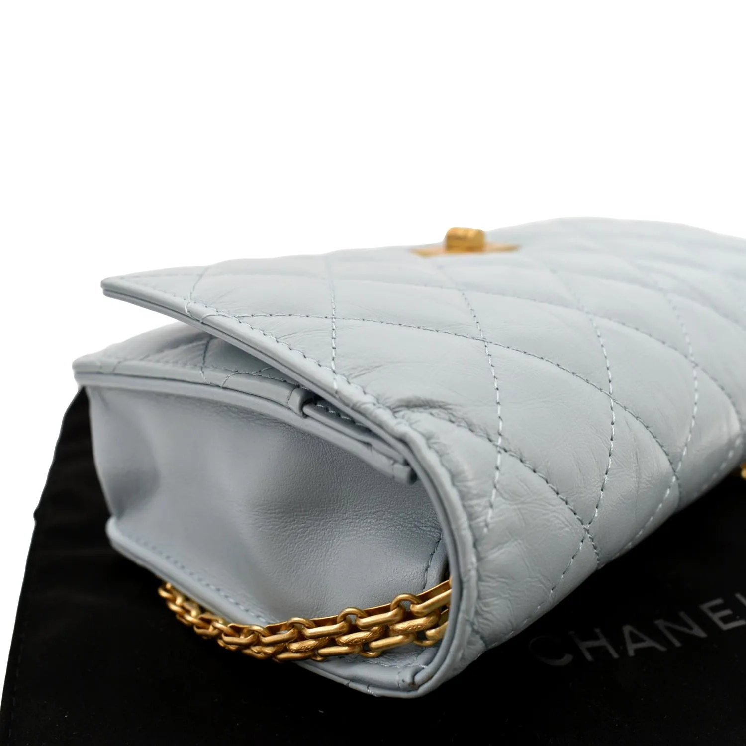 CHANEL Classic 2.55 Reissue WOC Quilted Leather Crossbody Bag Light Blue