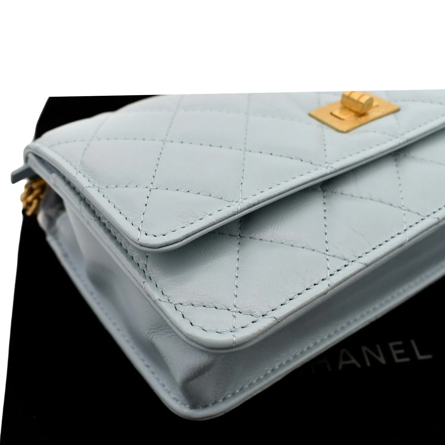 CHANEL Classic 2.55 Reissue WOC Quilted Leather Crossbody Bag Light Blue