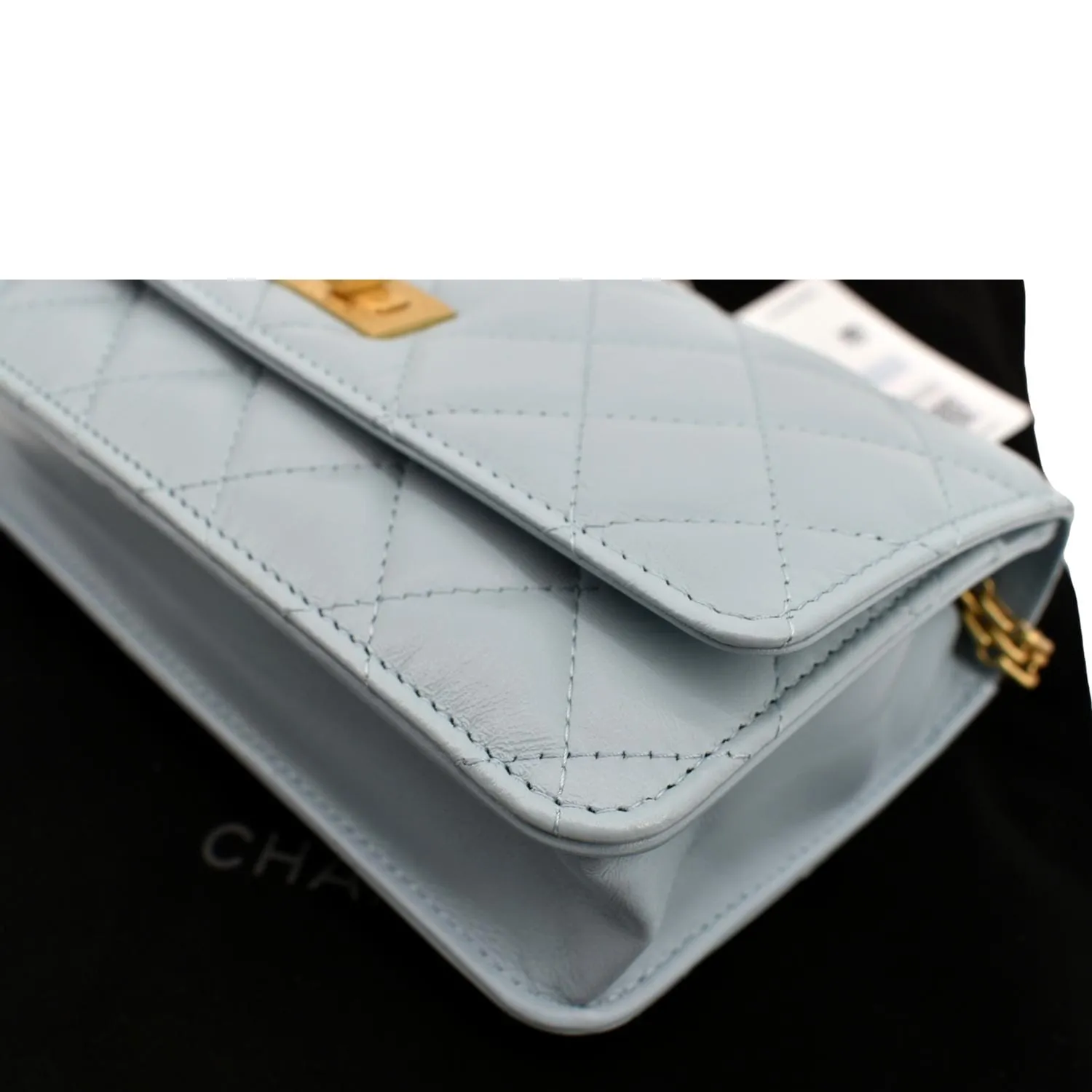 CHANEL Classic 2.55 Reissue WOC Quilted Leather Crossbody Bag Light Blue